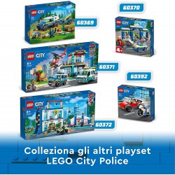 LEGO 60370 City Inseguimento alla Stazione di Polizia con Macchina e Moto Giocattolo, Prigione, Percorso ad Ostacoli, 4 Minifigu