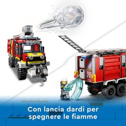 LEGO 60374 City Fire Autopompa dei Vigili del Fuoco, Unità di Comando dei Pompieri con Camion Giocattolo e Droni Terrestri e Aer