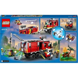 LEGO 60374 City Fire Autopompa dei Vigili del Fuoco, Unità di Comando dei Pompieri con Camion Giocattolo e Droni Terrestri e Aer