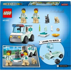 LEGO 60382 City Furgoncino di Soccorso del Veterinario con Ambulanza Giocattolo, 2 Minifigure e Figure di Animali - LG60382