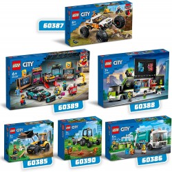 LEGO 60386 City Camion per il Riciclaggio dei Rifiuti, Camioncino Giocattolo con 3 Bidoni per la Raccolta Differenziata, Serie V