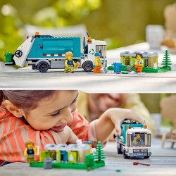 LEGO 60386 City Camion per il Riciclaggio dei Rifiuti, Camioncino Giocattolo con 3 Bidoni per la Raccolta Differenziata, Serie V