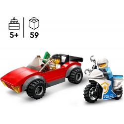 LEGO 60392 City Inseguimento sulla Moto della Polizia Giocattolo con Modello di Auto da Corsa e 2 Minifigure - LG60392