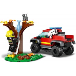 LEGO 60393 City Fire Soccorso sul Fuoristrada dei Pompieri, Camion Giocattolo dei Vigili del Fuoco 4x4 Lancia-Elementi d Acqua -
