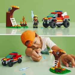 LEGO 60393 City Fire Soccorso sul Fuoristrada dei Pompieri, Camion Giocattolo dei Vigili del Fuoco 4x4 Lancia-Elementi d Acqua -