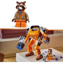 LEGO 76243 Marvel Armatura Mech Rocket Raccoon, Set Action Figure del Supereroe Guardiani della Galassia, Personaggio Avengers -