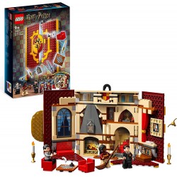 LEGO 76409 Harry Potter Stendardo della Casa Grifondoro da Parete, Sala Comune del Castello di Hogwarts con 3 Minifigure, Giochi
