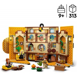LEGO 76412 Harry Potter Stendardo della Casa Tassorosso da Parete, Sala Comune del Castello di Hogwarts con 3 Minifigure, Giochi