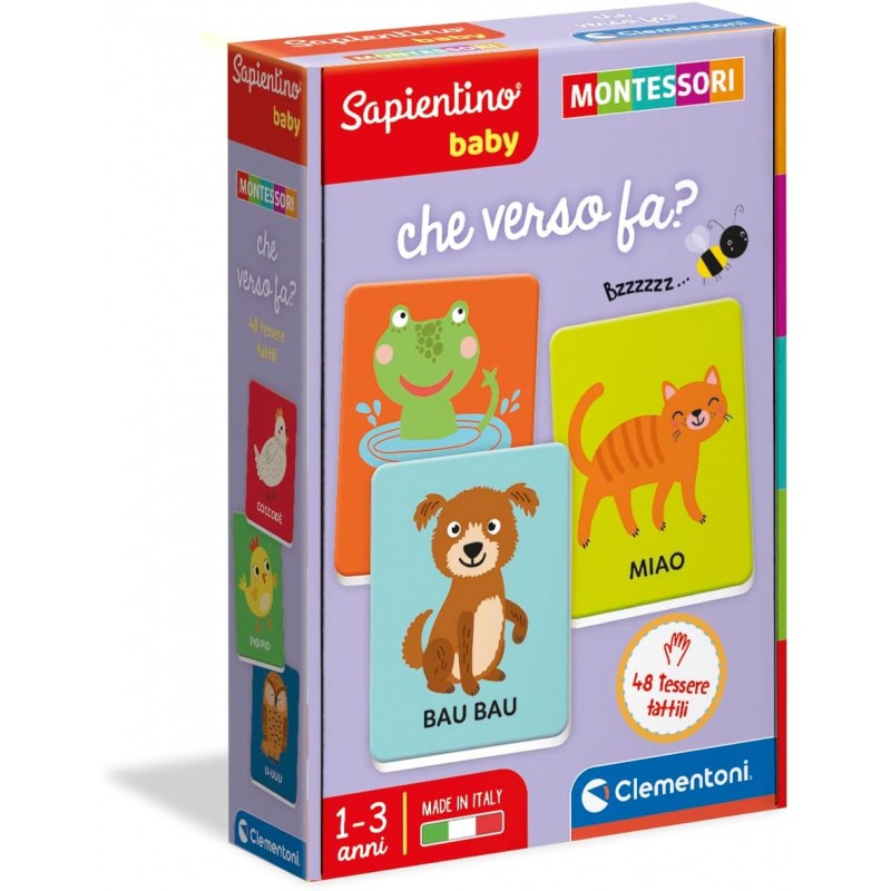 Clementoni - Sapientino Baby Carte Che Verso Fa - Gioco Educativo 1 Anno, Flashcards Montessori - Made in Italy - CL16433