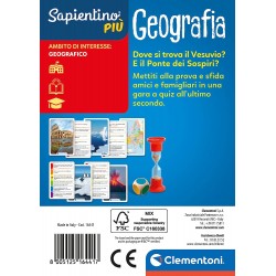 Clementoni - Sapientino Testa Gioco Educativo 6 Anni, Quiz, Flashcards Geografia - Made in Italy - CL16441