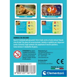 Clementoni - 16733 - Animali da record - 50 carte illustrate, carte da gioco per bambini 6 anni, gioco educativo sugli animali