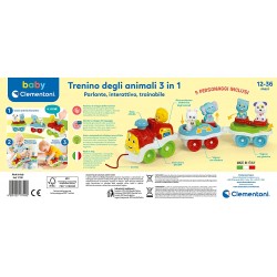 Clementoni Animali - 3 in 1 Parlante, Interattivo E Trainabile, Trenino Giocattolo Elettrico, Gioco Bambino 1 Anno (Versione in 
