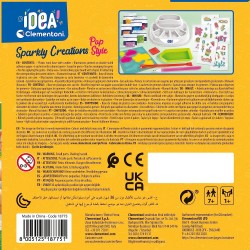 Clementoni - Idea - Sparkly Creations - Pop Style Painting, Diamond Art, Kit Arte, Laboratorio Gemme, Gioco Creativo Bambini 7 A