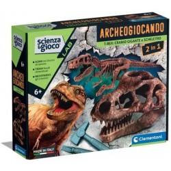 Clementoni - Scienza Archeogiocando - Dig Trex 2In1-Dinosauri, Fossili da Scavare e Assemblare, Kit Archeologo, Gioco Scientific