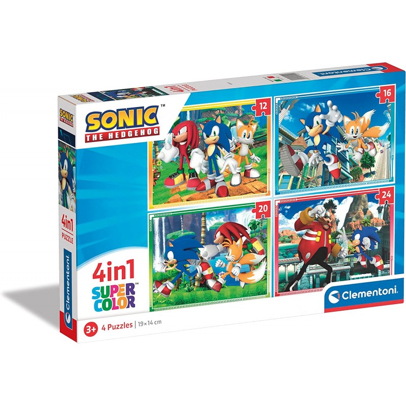 Clementoni Supercolor Sonic - 12,16,20 e 24 Pezzi - Puzzle Cartoni Animati - CL21522