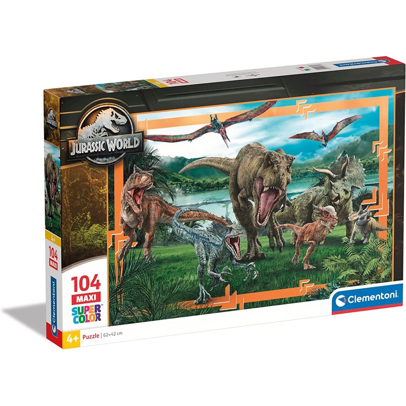 Clementoni - Jurassic World Supercolor World - 104 Pezzi Puzzle Cartoni Animati - CL23770