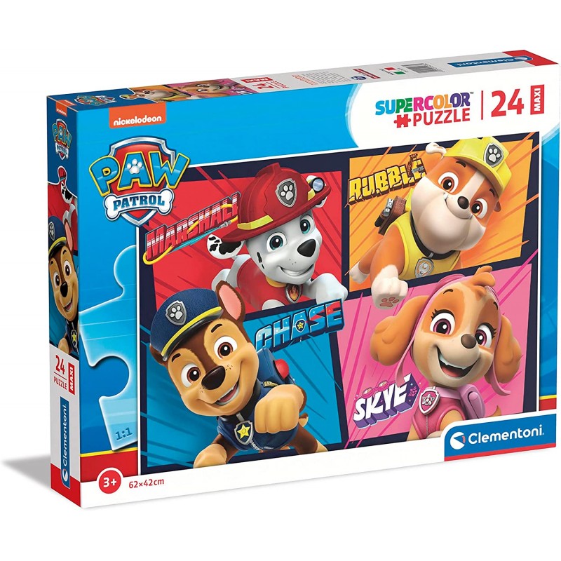 Clementoni - Paw Patrol Supercolor Patrol - 24 Pezzi Puzzle Cartoni Animati - CL24238