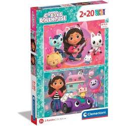 Clementoni - Gabby S Dollhouse Supercolor - 2 x 20 (Include 2 x 20 Pezzi) Puzzle Cartoni Animati - CL24802