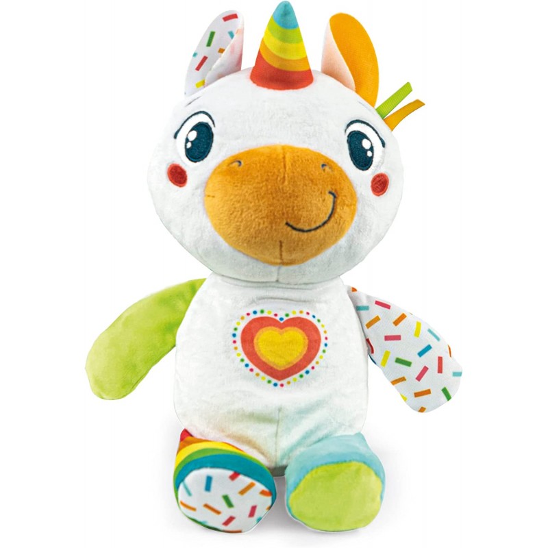 Clementoni - Laila Il Mio Unicorno - Peluche Sviluppo Multisensoriale, Interattivo, Educativo, Gioco Bambino 6 Mesi, Lavabile in