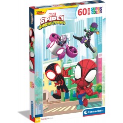 Clementoni - Disney Mickey And Friends Supercolor Marvel Spidey His Amazing Friends - 60 Pezzi Puzzle Supereroi - CL26476