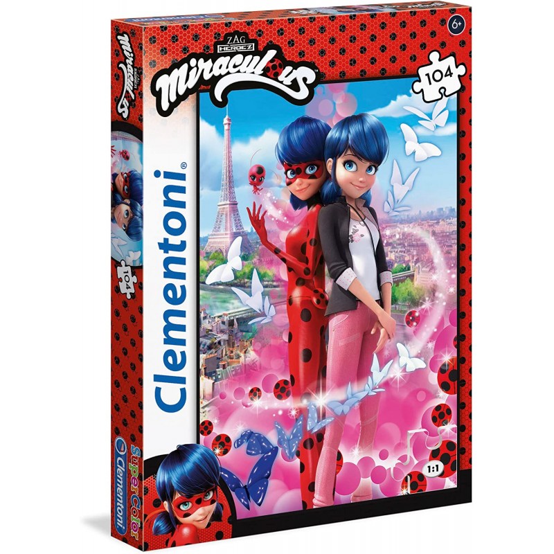 Clementoni - Ladybug Miraculous: Tales of Ladybug & Cat Noir Miraculuos Supercolor Puzzle, 104 Pezzi - CL27076