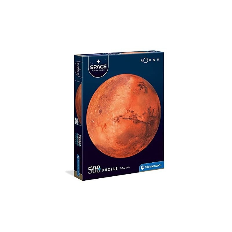 Clementoni - Round Space Collection - Mars adulti 500 pezzi Marte, rotondo - Made in Italy, puzzle pianeta, Multicolore - CL3510