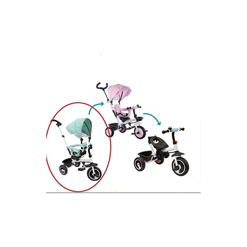 Giò Baby - Nata Triciclo Girevole Verde Acqua 3 in 1 per i Bambini da 9 Mesi a 3 Anni - GGI210032