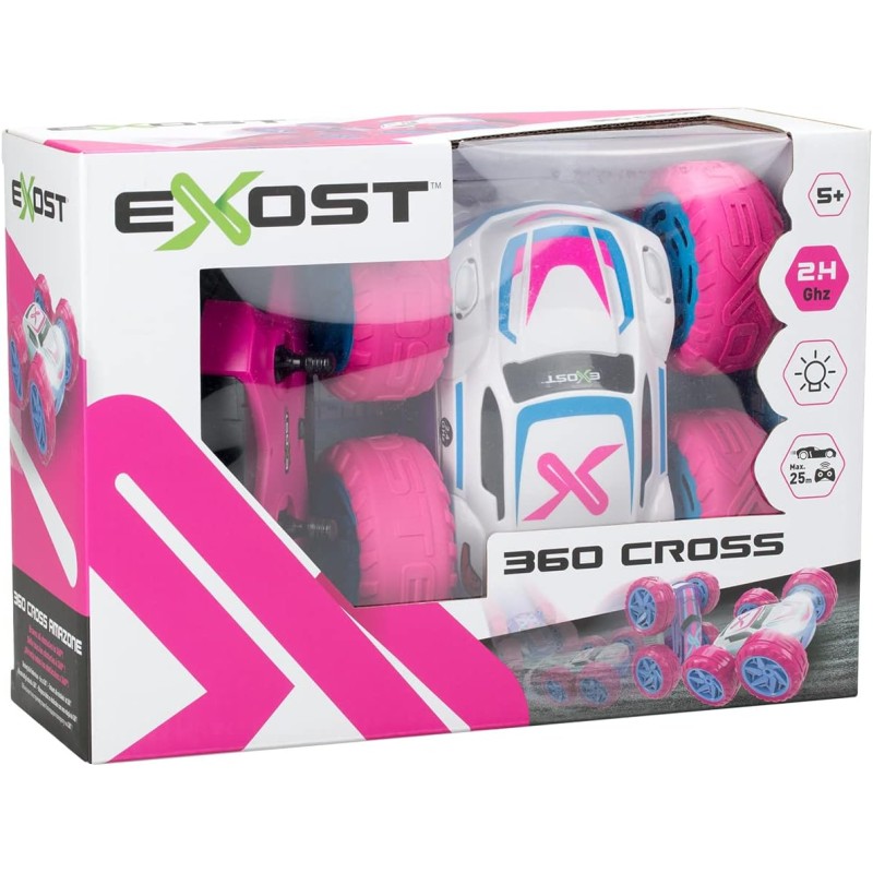 Rocco Giocattoli - Exost Girl 360 Cross - Affronta Qualsiasi ostacolo a 360°con fanali LED Che Si Illuminano Davvero, Colore Ros