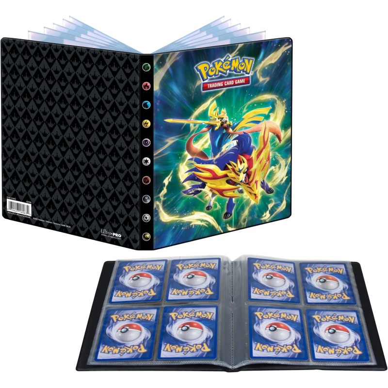 Ultra PRO - Pokémon Spada & Scudo - 4 tasche Portfolio Spada Incoronata  Zacian & Scudo Incoronato Zamazenta