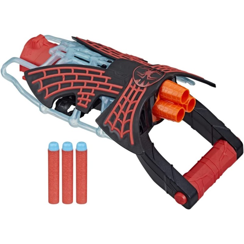 Hasbro Marvel Spider-Man: Across The Spider-Verse, Miles Morales, Blaster Tri-Shot, Giocattolo Nerf, 3 dardi - F3734EU40