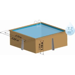 Piscina in Legno 305x305x119h CARRA quadrata GRE - 790205