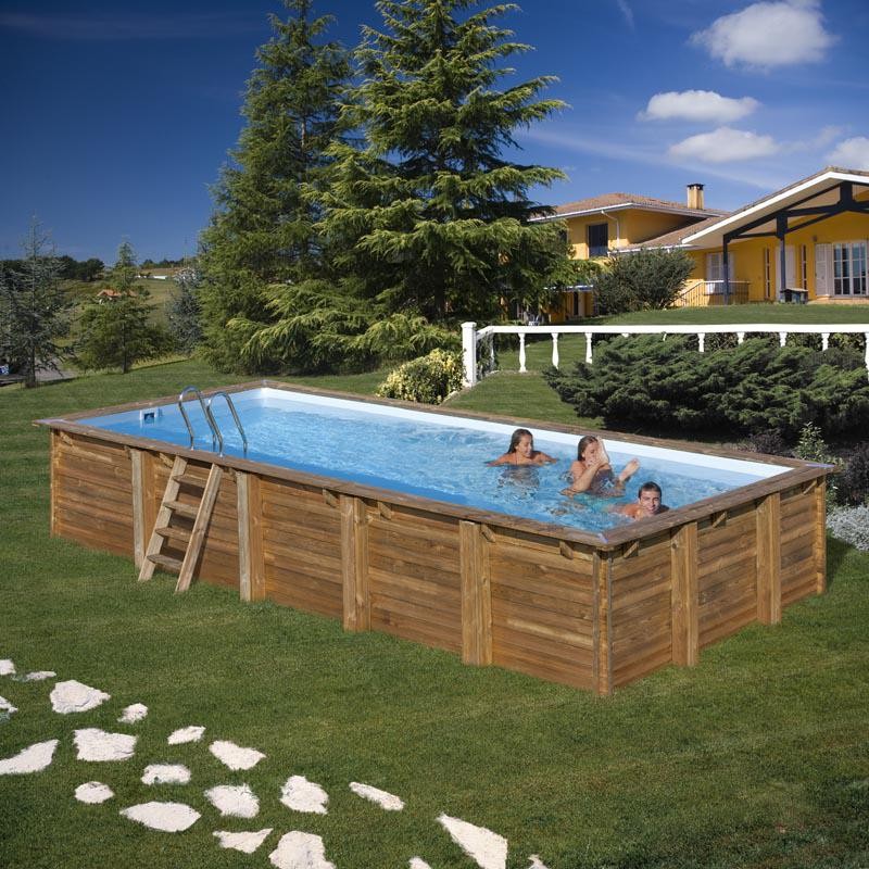 Piscina in legno BRAGA 815x420x146h Rettangolare GRE - 790207