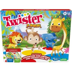 Twister Junior, gioco in scatola Hasbro Gaming, tappetino da gioco fronte-retro, 2 giochi in 1 - F74781030