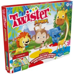 Twister Junior, gioco in scatola Hasbro Gaming, tappetino da gioco fronte-retro, 2 giochi in 1 - F74781030