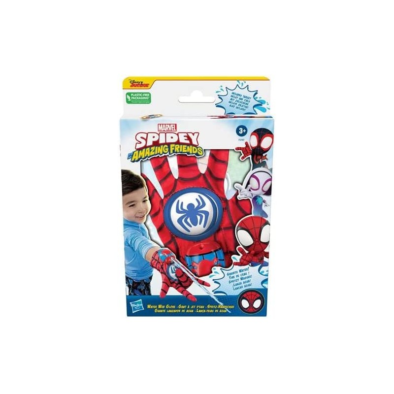 Hasbro Marvel Spidey e i Suoi Fantastici Amici, Guanto ad acqua e ragnatele di Spidey, giocattolo ad acqua per età prescolare, c