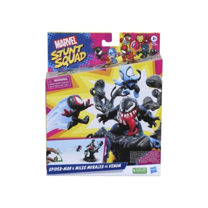 Hasbro Marvel Stunt Squad Villain Knockdown Playset Spider-Man & Miles Morales VS Venom - F7833