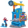 Hasbro Marvel Stunt Squad, Crane Smash, playset con Spider-Man e Green Goblin, action figure in scala da 3,5 cm - F7062