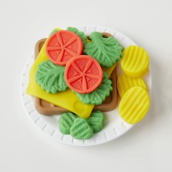 Play-Doh Hasbro Sandwich formaggioso (Playset con 1 vasetto di Pasta da Modellare Elastix, 6 vasetti di Pasta da Modellare Acces
