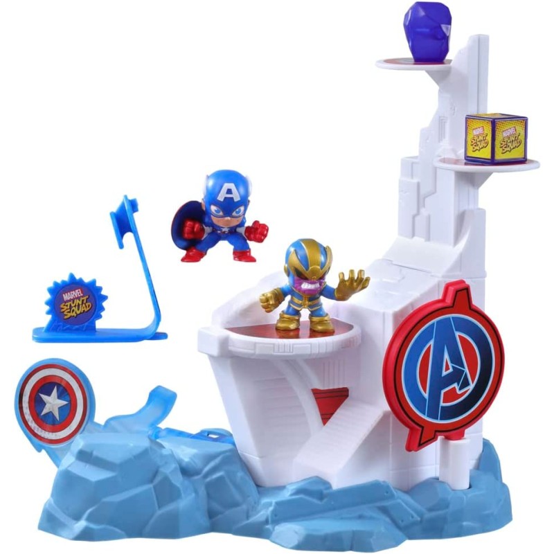 Hasbro Marvel Stunt Squad, Tower Smash, playset con Captain America e Thanos, action figure da 3,5 cm - F7059