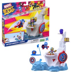 Hasbro Marvel Stunt Squad, Tower Smash, playset con Captain America e Thanos, action figure da 3,5 cm - F7059