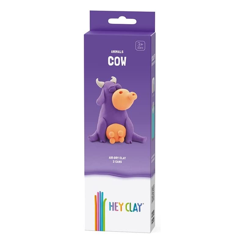 Hey Clay Cow, pasta modellabile small set Mucca. Argilla da Modellare in confezione piccola da 1 soggetto con 3 colori. Set Cow 