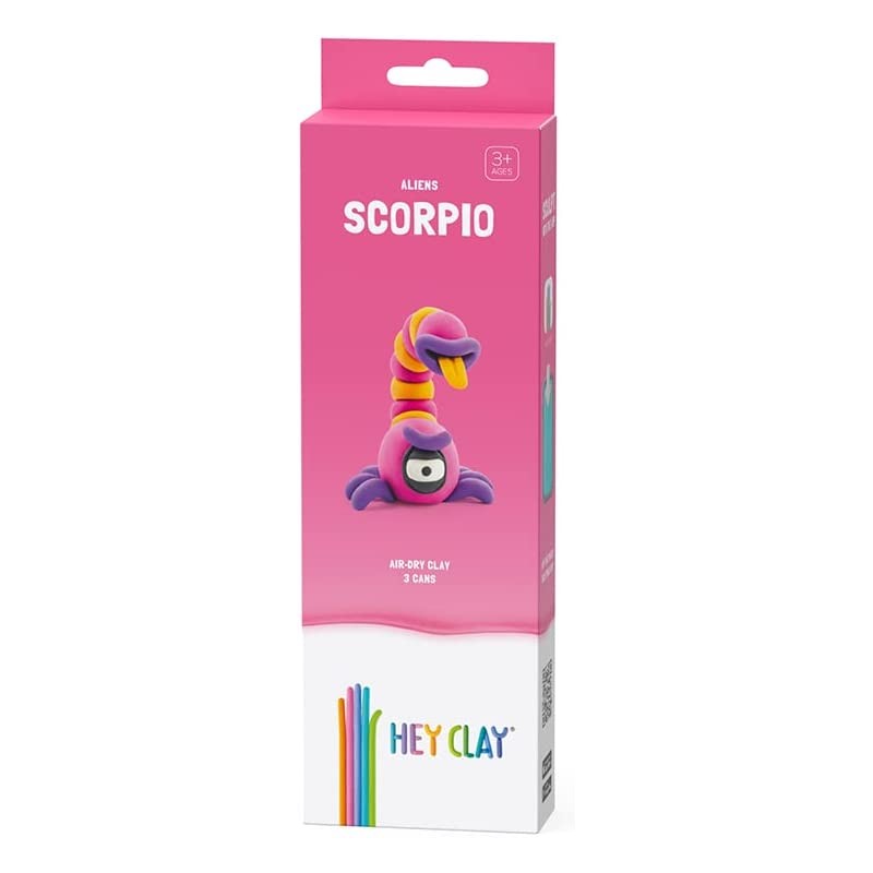 Hey Clay Scorpio - Pasta modellabile small set in confezione piccola da 1 soggetto con 3 colori. Set personaggio di fantasia Sco