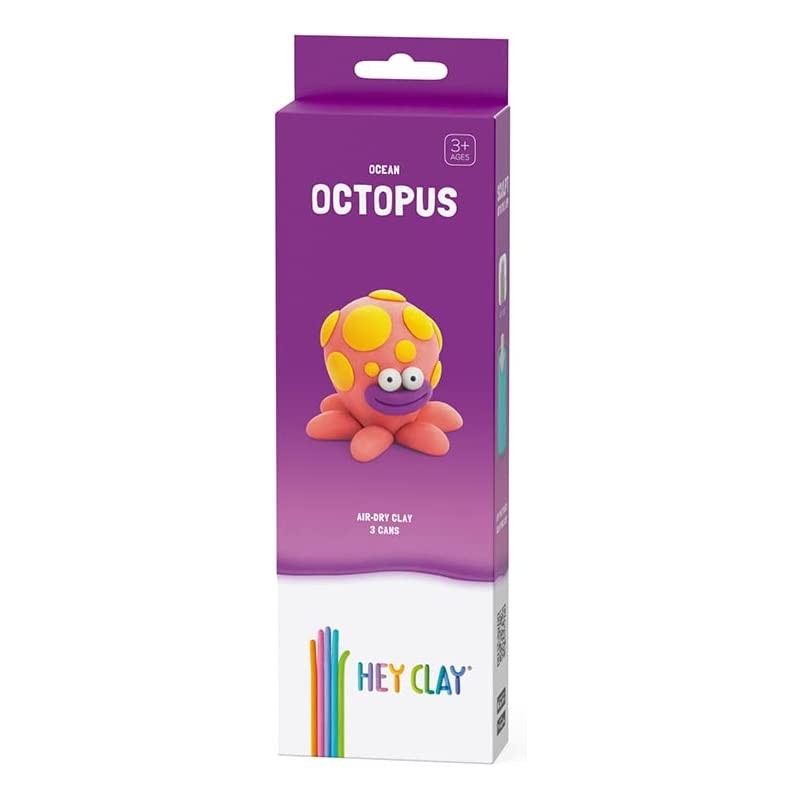 Hey Clay Octopus, pasta modellabile small set Polpo. Argilla da Modellare in confezione piccola da 1 soggetto con 3 colori. Set 