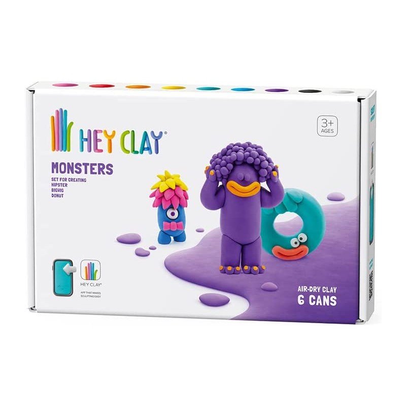 Hey Clay Monsters 2, pasta modellabile medium set Mostri 2 per Bambini in  confezione da 3