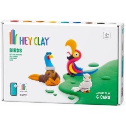 Hey Clay Birds 1, pasta modellabile medium set Uccelli 1 per Bambini in confezione da 3 soggetti con 6 colori. Set medio da 3 uc