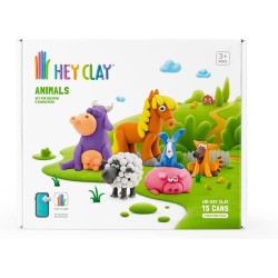Hey Clay Animals, pasta modellabile set di base Animali, in confezione da 6 soggetti con 15 colori. Big set da 6 animali con 2 u