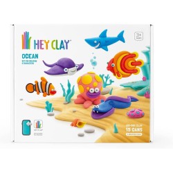 Hey Clay Ocean, pasta modellabile set di base Oceano per Bambini in confezione da 6 soggetti con 15 colori. Big set da 6 pesci c