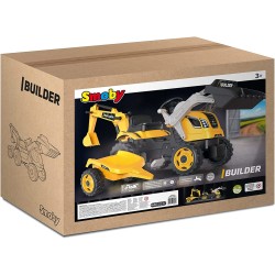 Simba - Smoby Trattore a pedale Max Builder con rimorchio + Trailer + Pelleter + Shovel - 7600710304