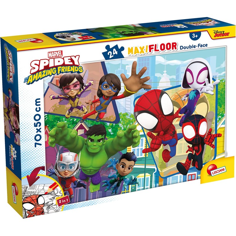 Lisciani Giochi - Marvel Spidey Puzzle Double Face Maxi Floor 24  - LI99726