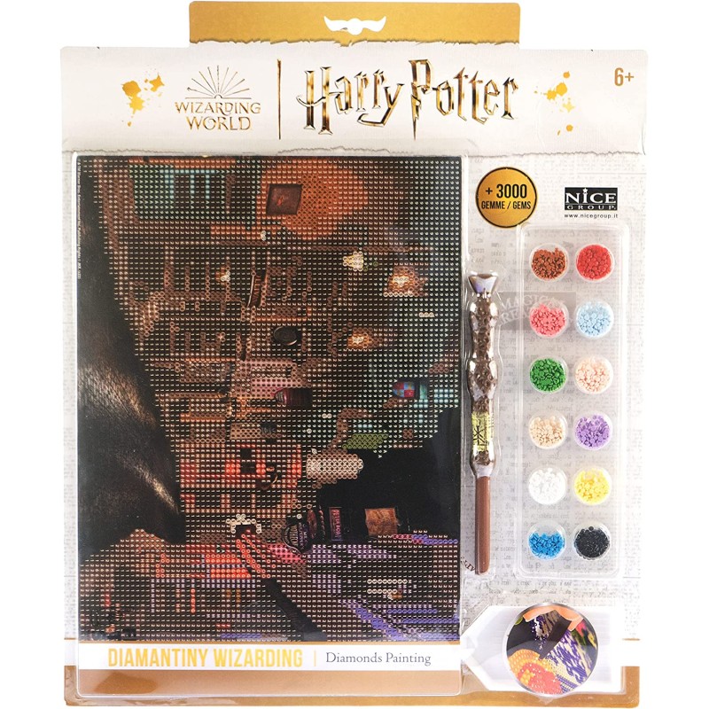 DIAMANTINY Harry Potter - Landscape Diagon Alley - Kit crea il Mosaico, Attività Crystal Art, Diamond Painting, 1 Quadro A4 - NI